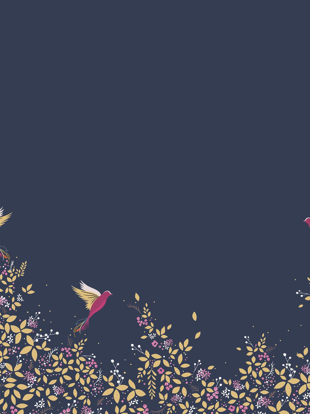 Hummingbird Border Deep Navy Curtains - 131104cur_DETAIL_01.jpg