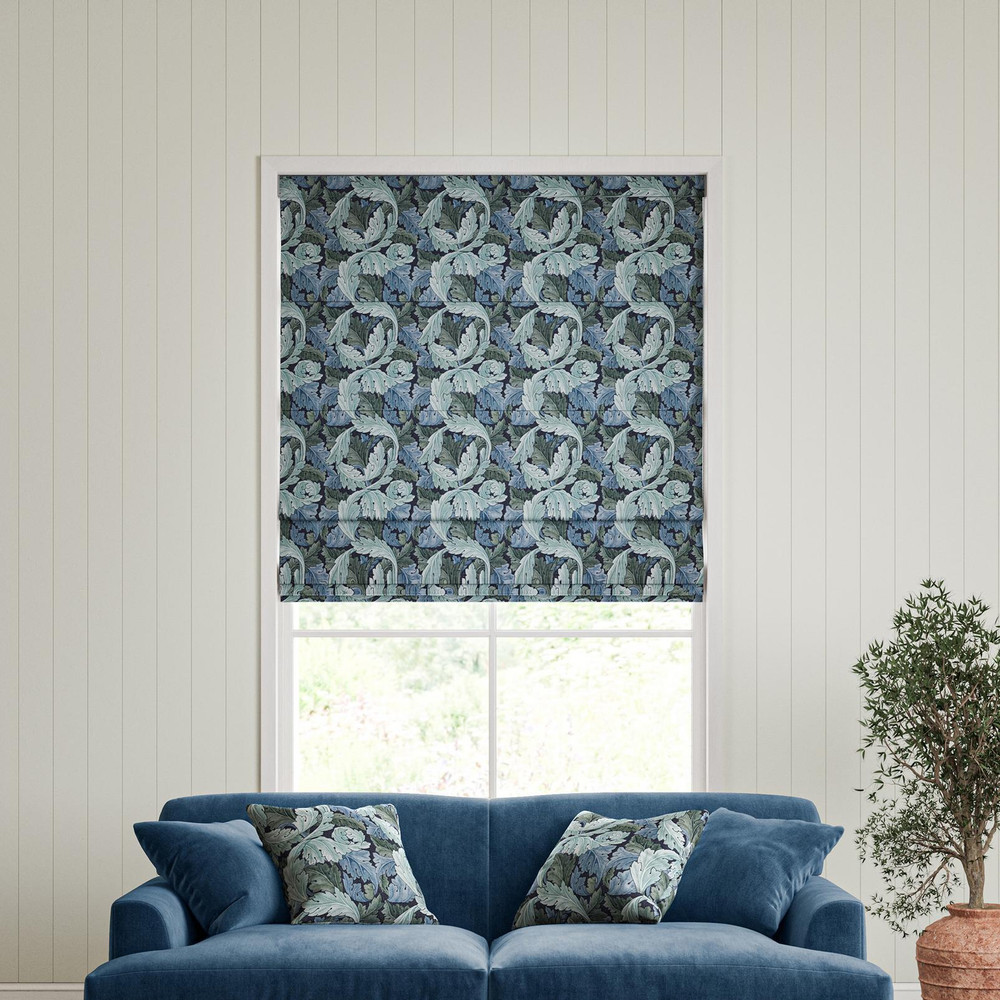 Acanthus Indigo Roman Blinds by William Morris At Home - 130825rom_ROOMSET_01.jpg