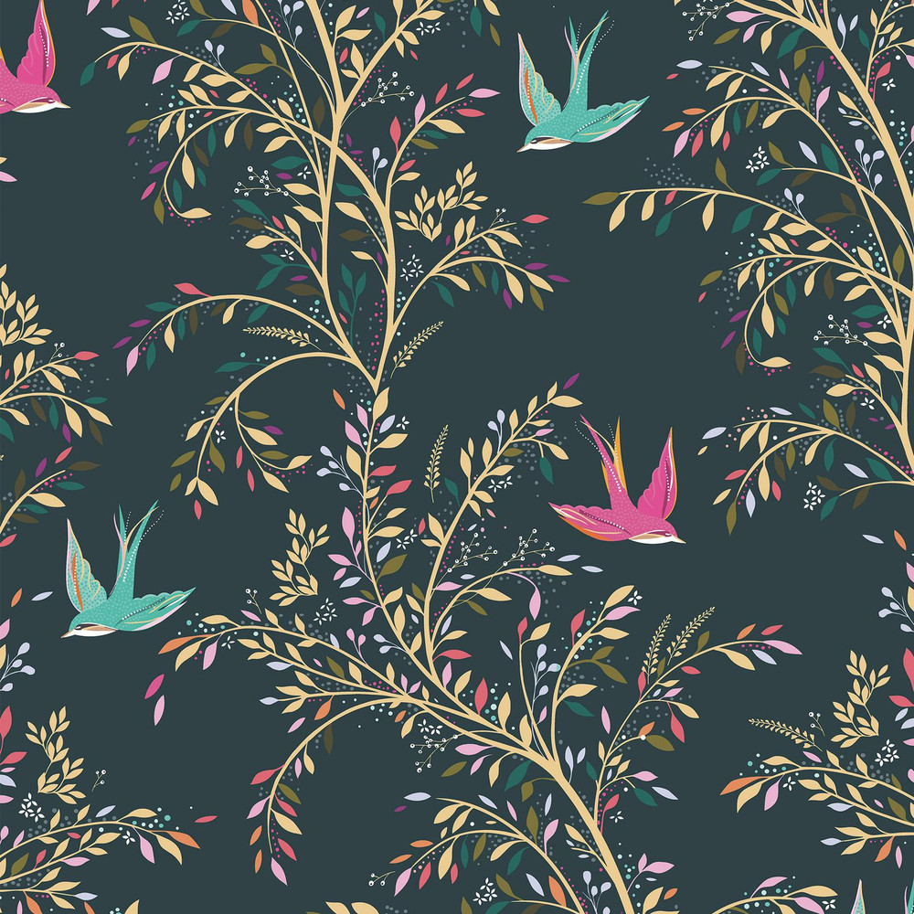 Swallows Forest Green Roman Blind - 131144rom_DETAIL_01.jpg
