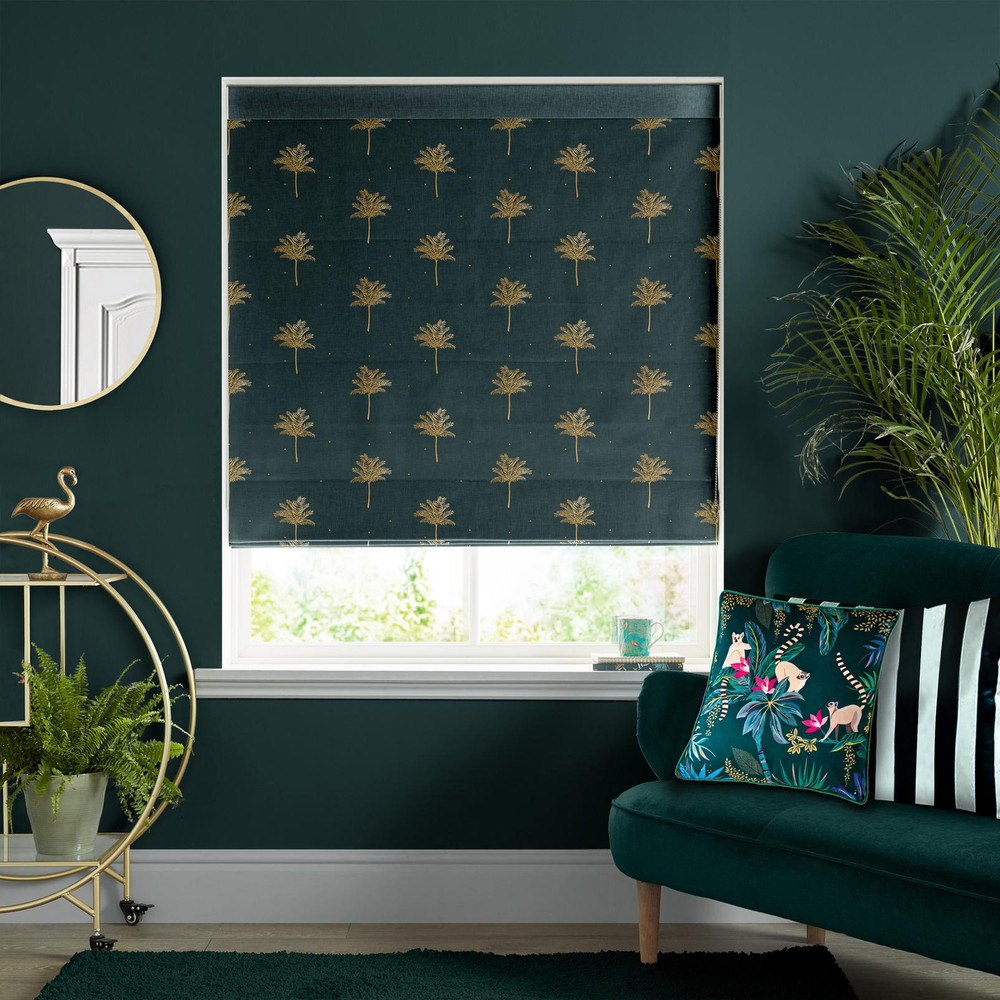 Small Palm Tree Forest Green Roman Blind by Sara Miller - 131132rom_ROOMSET_01.jpg