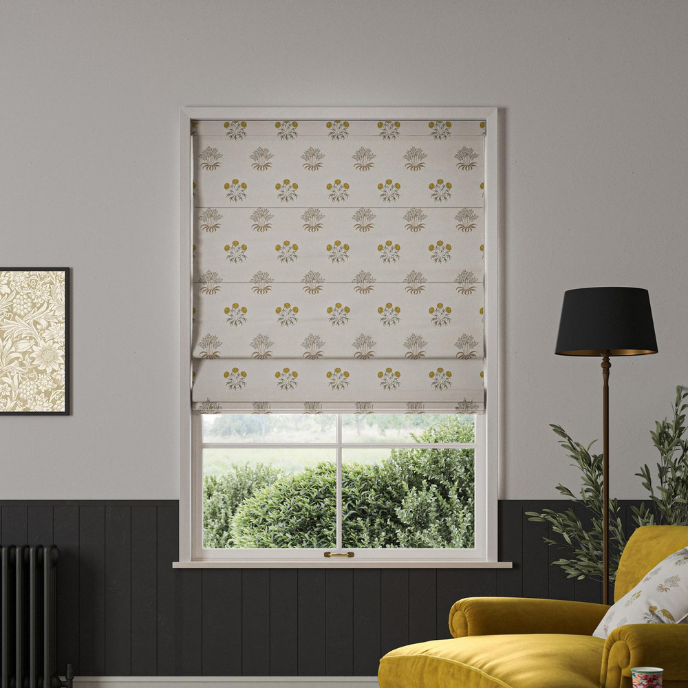 Lily Flower Embroidery Ochre Roman Blind - 130848rom_ROOMSET_01.jpg