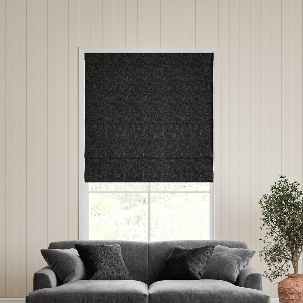 Marigold Velvet Charcoal Roman Blinds by William Morris At Home - 130852rom_ROOMSET_01.jpg