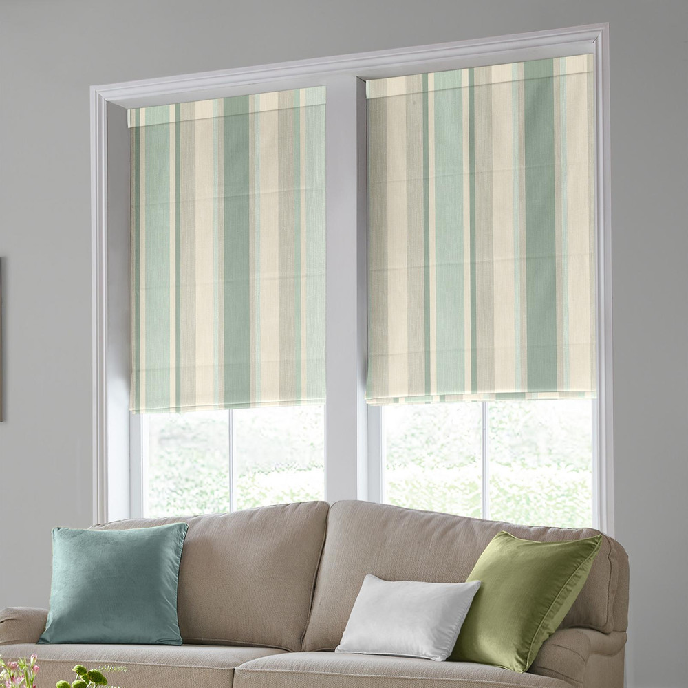 Awning Stripe Smoke Green Roman Blind by Laura Ashley - 130663rom_ROOMSET_02.jpg