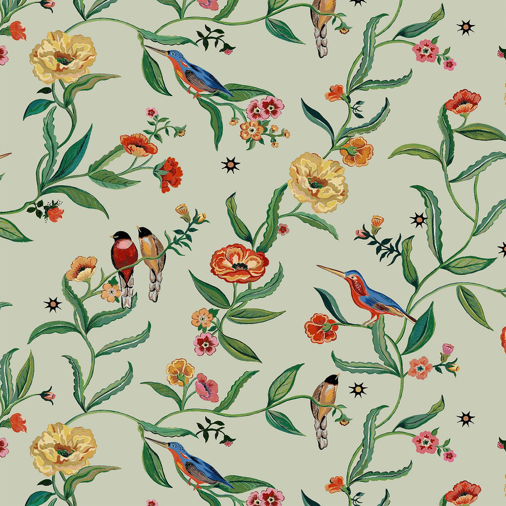 Summer Birds Green Roman Blind - 131003rom_DETAIL_01.jpg