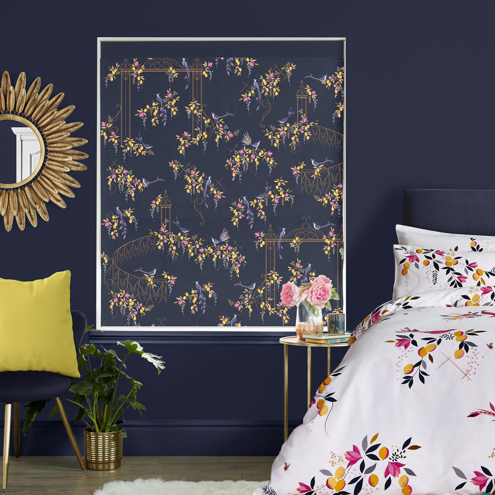 Birds & Gate Deep Navy Roman Blind - 130752rom_ROOMSET_02.jpg