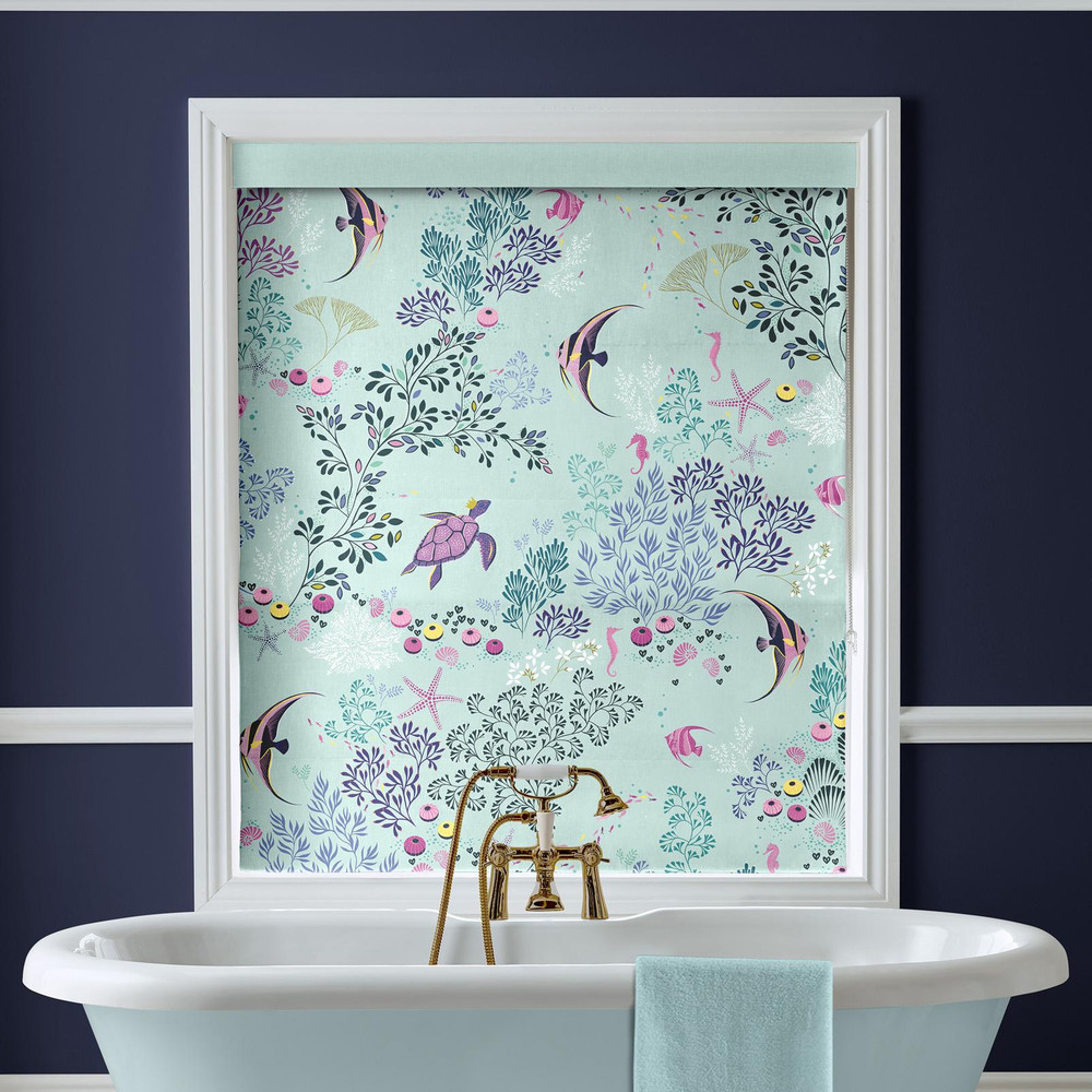 Underwater Aqua Roman Blind by Sara Miller - 131148rom_ROOMSET_02.jpg