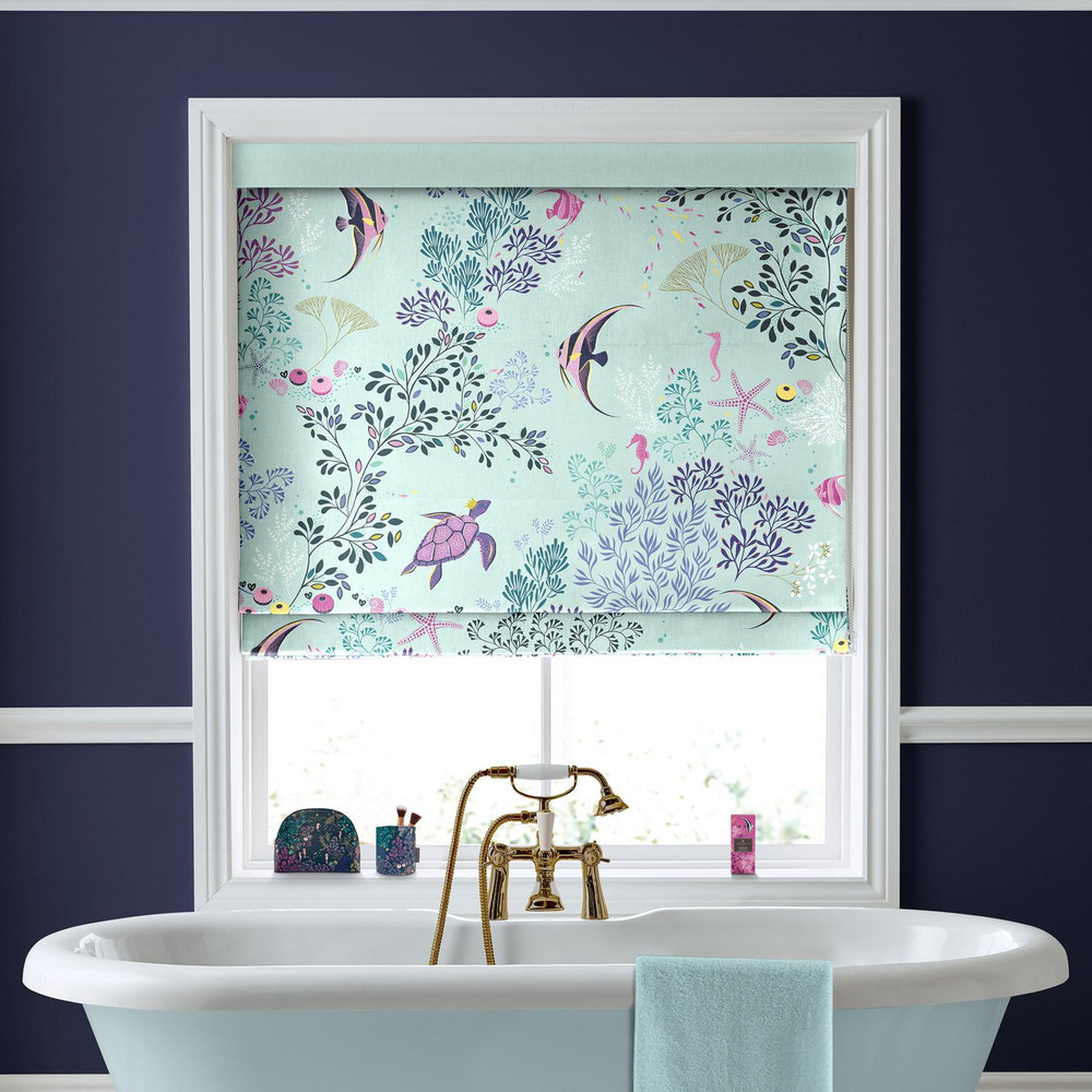 Underwater Aqua Roman Blind by Sara Miller - 131148rom_ROOMSET_01.jpg