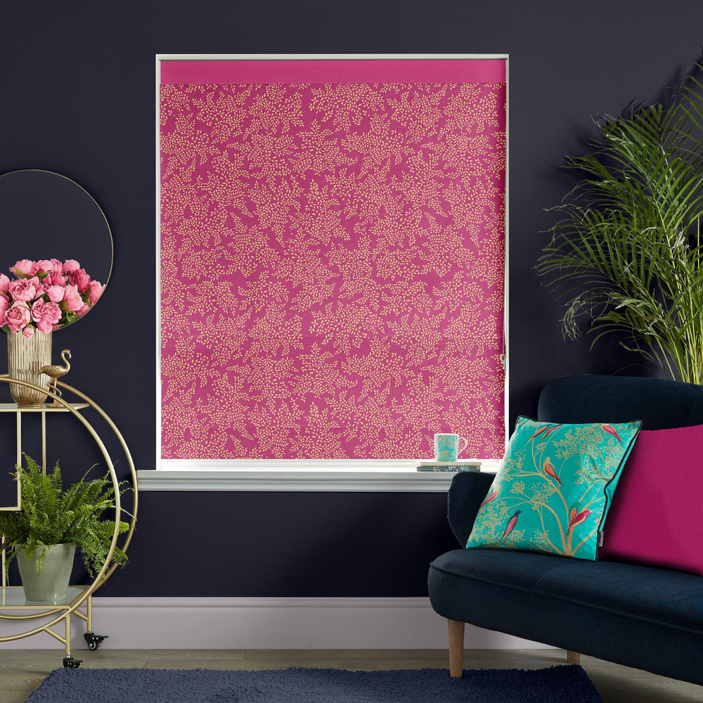 Little Leaves Fuchsia Roman Blind by Sara Miller - 131120rom_ROOMSET_02.jpg