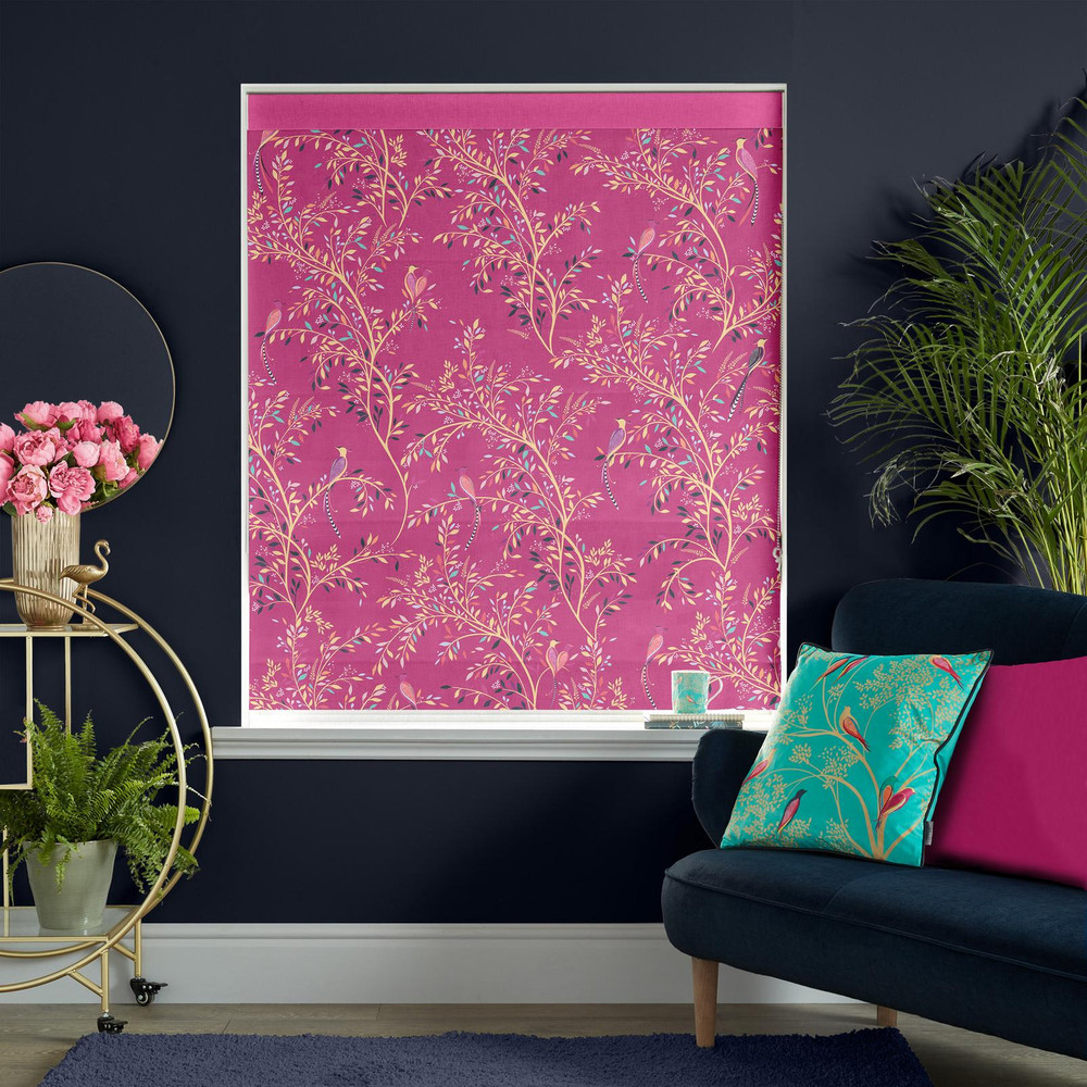 Birds of Paradise Fuchsia Roman Blind by Sara Miller - 131219rom_ROOMSET_02.jpg