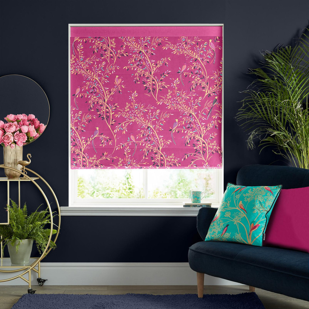 Birds of Paradise Fuchsia Roman Blind by Sara Miller - 131219rom_ROOMSET_01.jpg