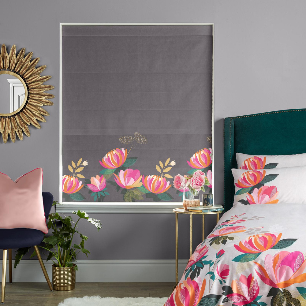 Peony Border Dark Grey Roman Blind by Sara Miller - 131124rom_ROOMSET_02.jpg