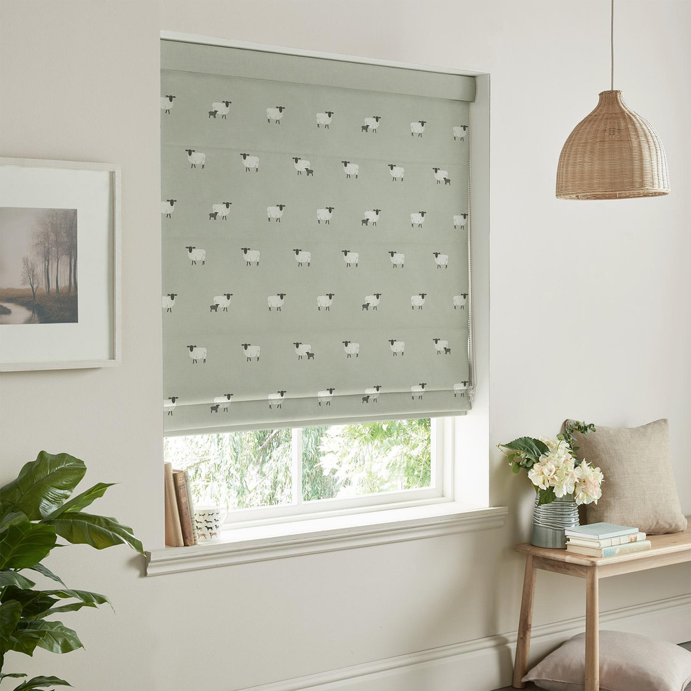 Sheep Sage Roman Blinds by Sophie Allport - 130792rom_ROOMSET_02.jpg