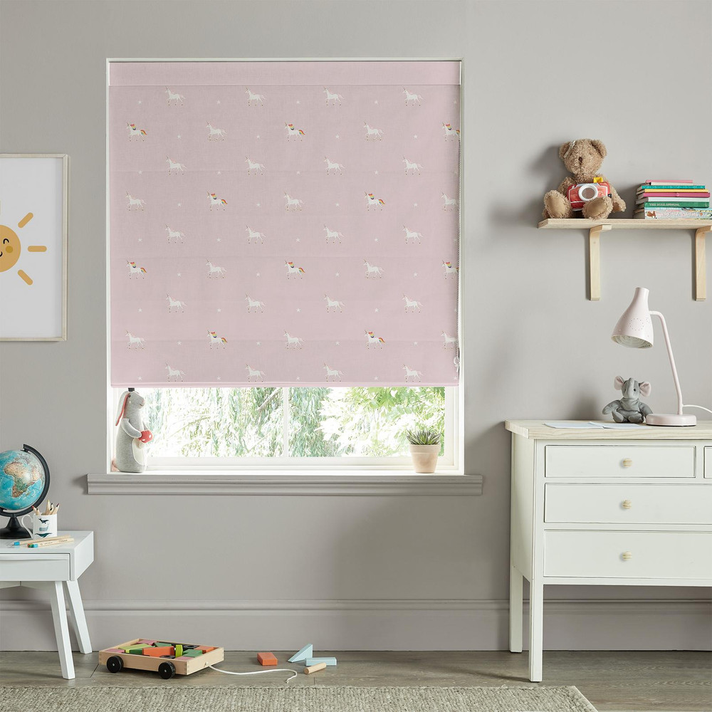 Unicorn Soft Pink Roman Blinds by Sophie Allport - 130809rom_ROOMSET_01.jpg