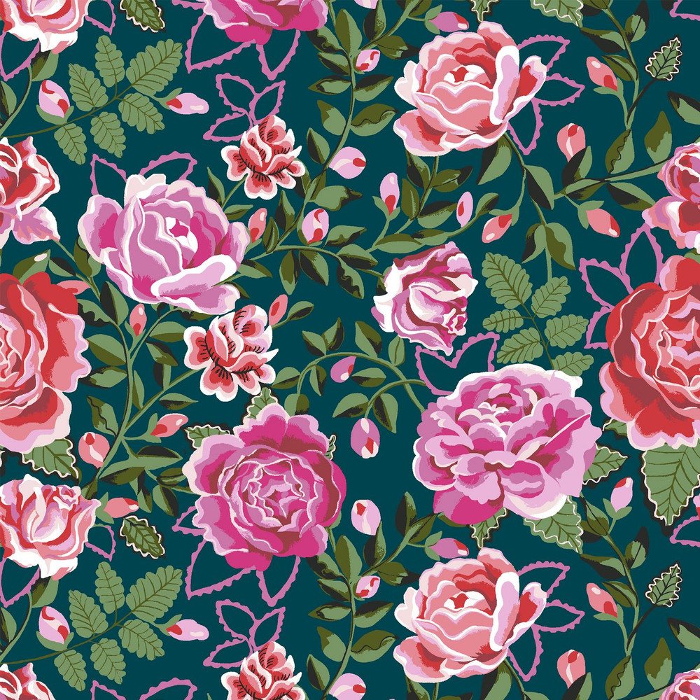 Dolly Rose Teal Roman Blind by Cath Kidston - 130950rom_DETAIL_01.jpg