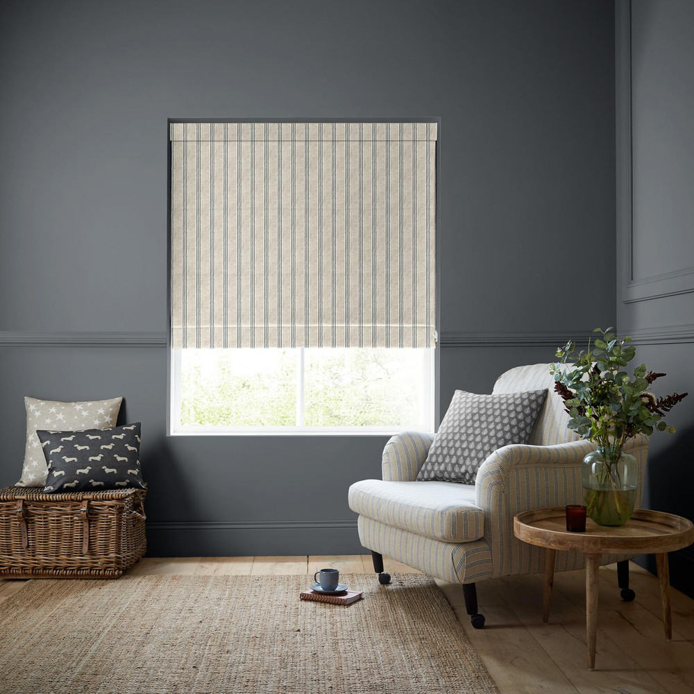 George Stripe Print Charcoal Roman Blind - 131039rom_ROOMSET_01.jpg