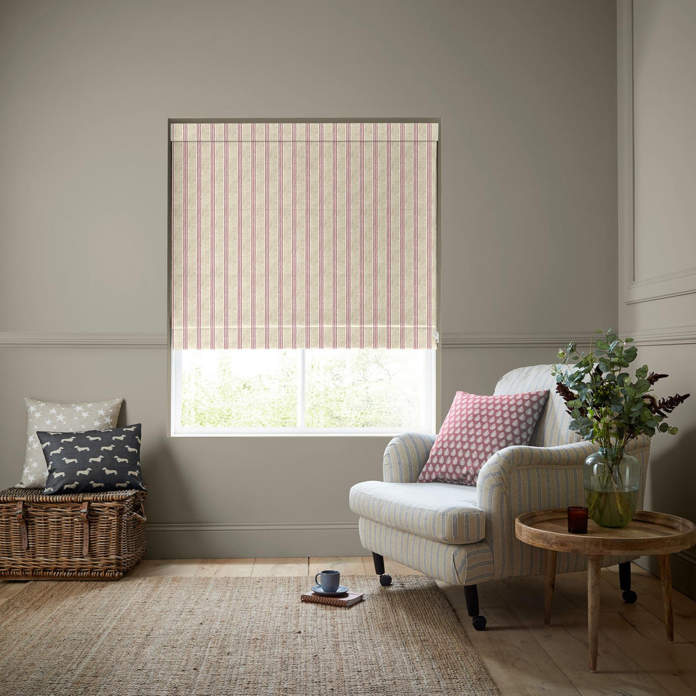 George Stripe Print Red Roman Blind by Emily Bond - 131045rom_ROOMSET_01.jpg