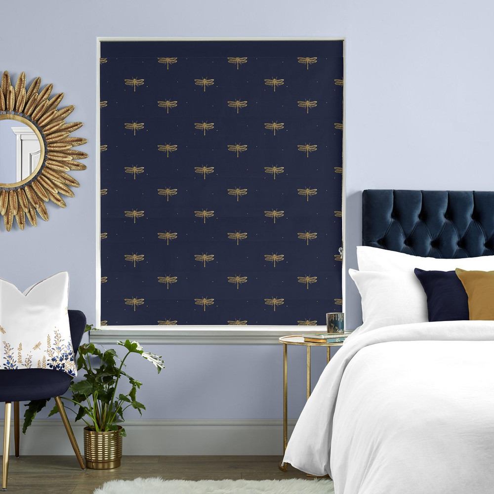 Dragonfly Navy Roman Blind by Sara Miller - 131076rom_ROOMSET_02.jpg