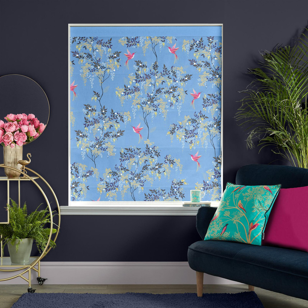 Hummingbird Cornflower Blue Roman Blind by Sara Miller - 131108rom_ROOMSET_02.jpg