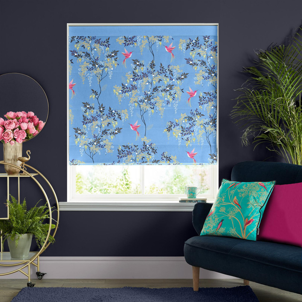 Hummingbird Cornflower Blue Roman Blind by Sara Miller - 131108rom_ROOMSET_01.jpg