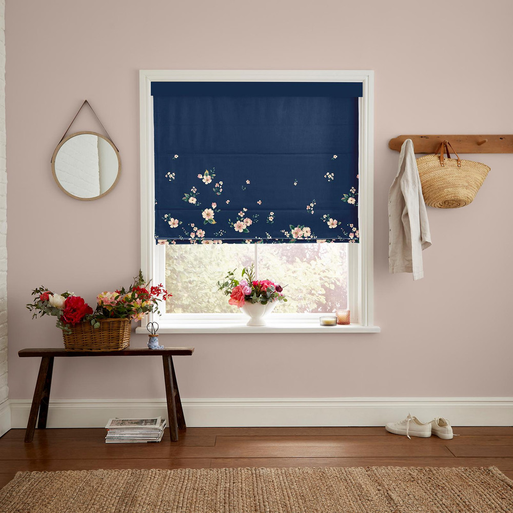 Spitalfields Border Navy Roman Blind - 130983rom_ROOMSET_01.jpg