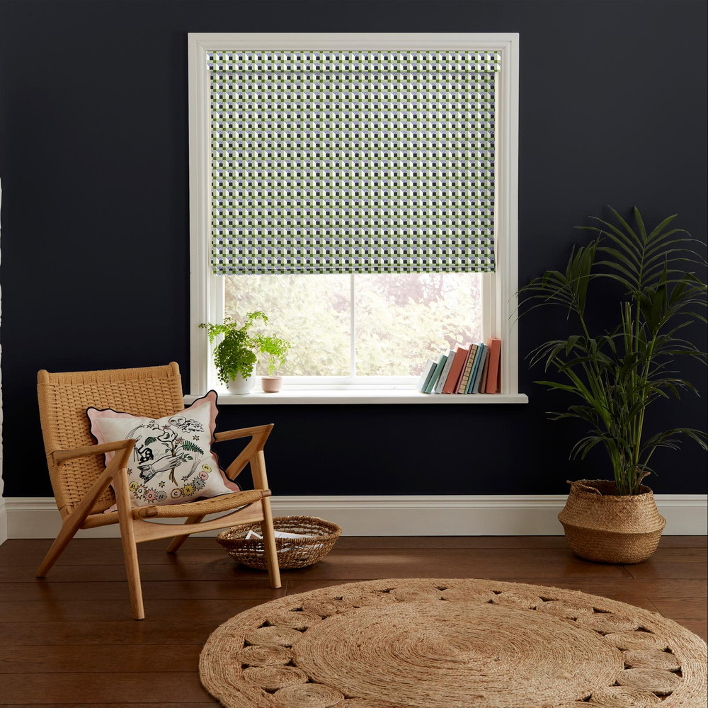Cath Check Green Roman Blind - 130934rom_ROOMSET_01.jpg