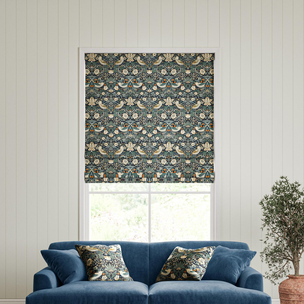 Strawberry Thief Velvet Indigo Roman Blinds by William Morris At Home - 130888rom_ROOMSET_01.jpg