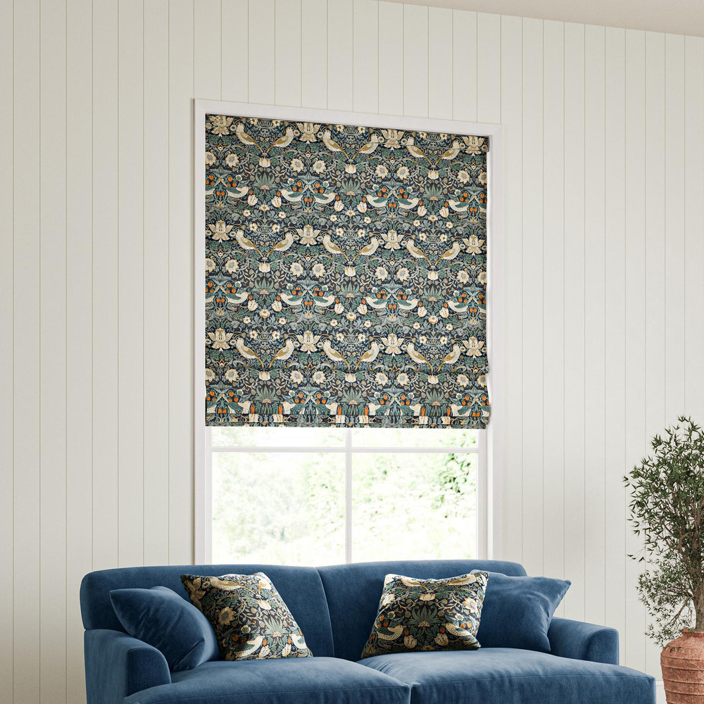 Strawberry Thief Velvet Indigo Roman Blinds by William Morris At Home - 130888rom_ROOMSET_02.jpg