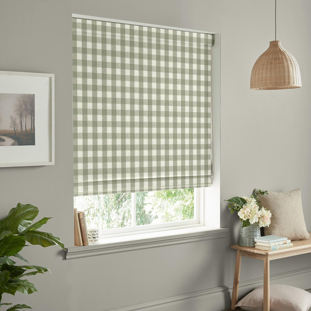 Gingham Sage Roman Blind by Sophie Allport - 131217rom_ROOMSET_02.jpg