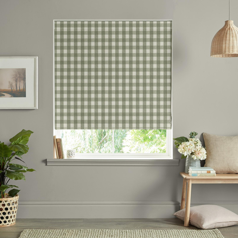 Gingham Sage Roman Blind by Sophie Allport - 131217rom_ROOMSET_01.jpg