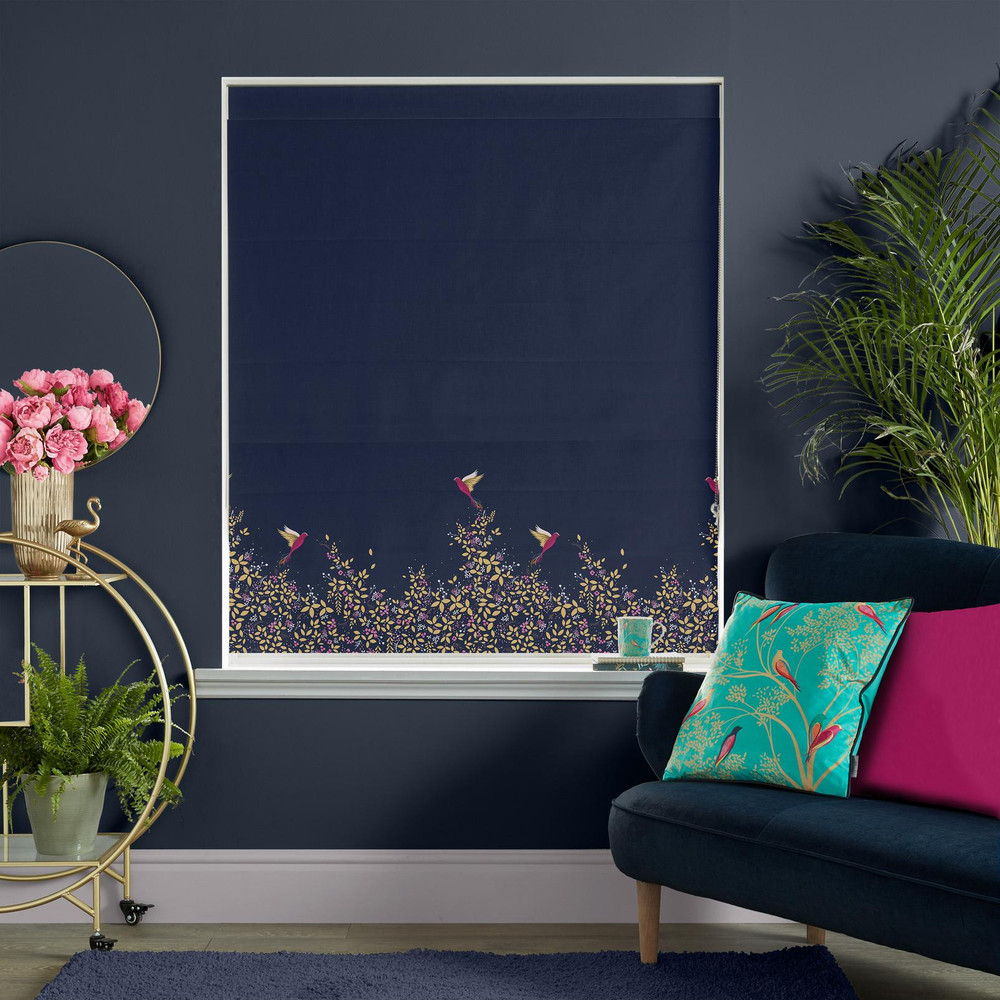 Hummingbird Border Deep Navy Roman Blind by Sara Miller - 131104rom_ROOMSET_02.jpg