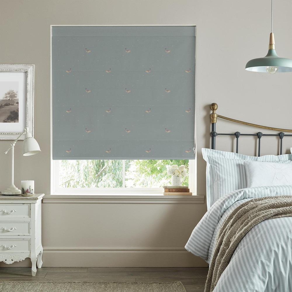 Hare Teal Blue Roman Blinds by Sophie Allport - 130772rom_ROOMSET_01.jpg