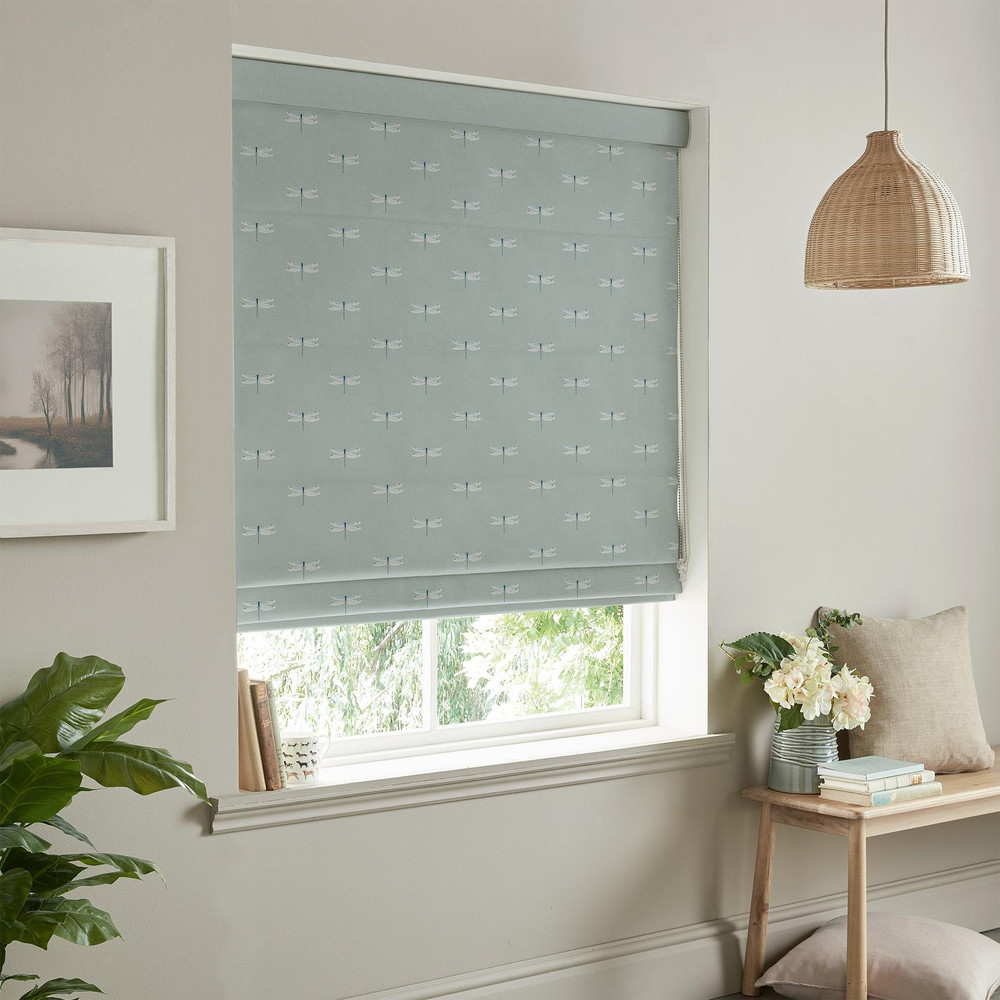 Dragonfly Grey Blue Roman Blind by Sophie Allport - 131193rom_ROOMSET_02.jpg