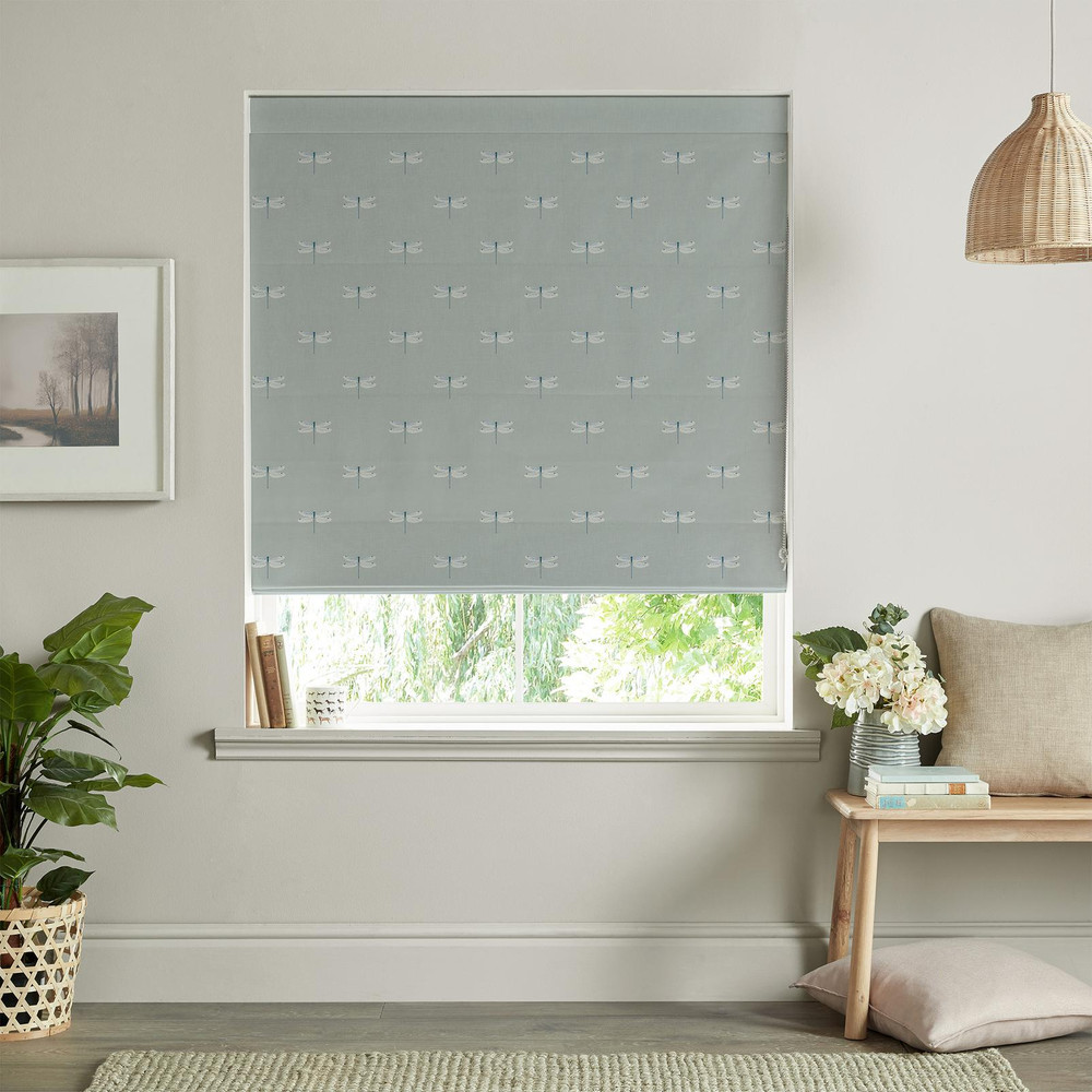 Dragonfly Grey Blue Roman Blind by Sophie Allport - 131193rom_ROOMSET_01.jpg