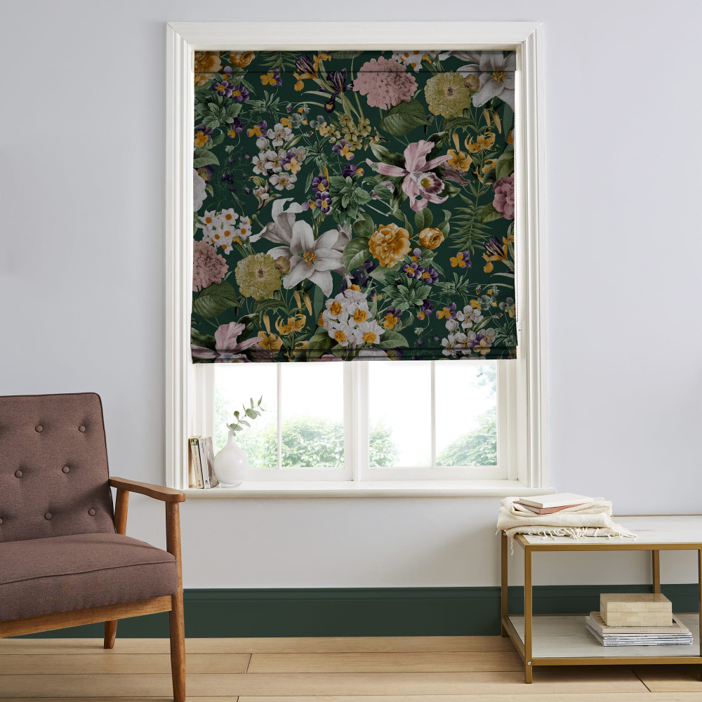 Glasshouse Flora Emerald Roman Blind