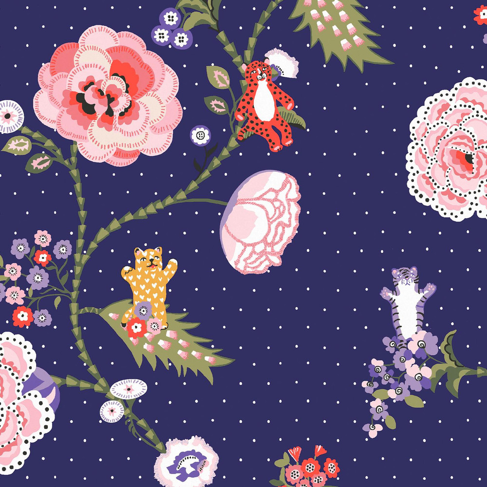 Cath Kidston Catnip Navy Wallpaper - 131434_TILE_CATNIP NAVY_01.jpg