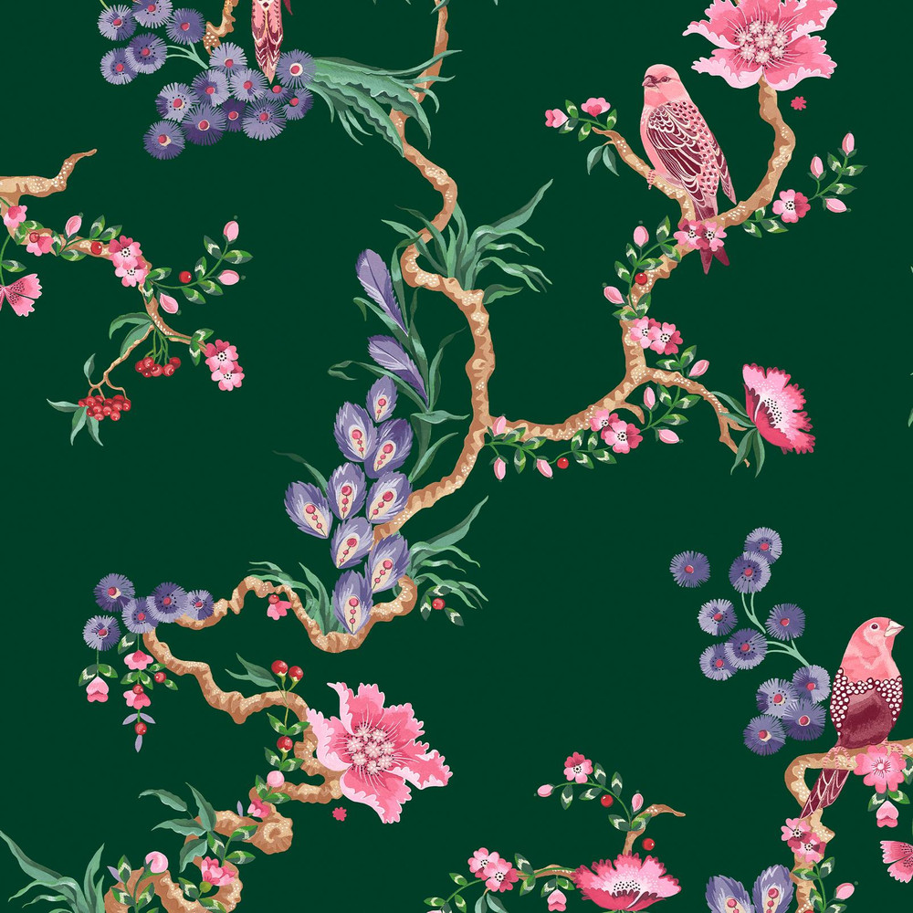 Cath Kidston Birds & Berries Emerald Wallpaper - 131428_TILE_BIRDS AND BERRIES EMERALD_01.jpg