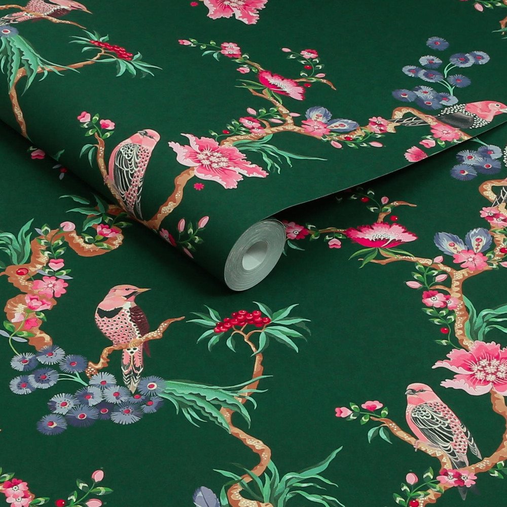 Cath Kidston Birds & Berries Emerald Wallpaper - 131428_ROLLSHOT_BIRDS AND BERRIES EMERALD_01.jpg