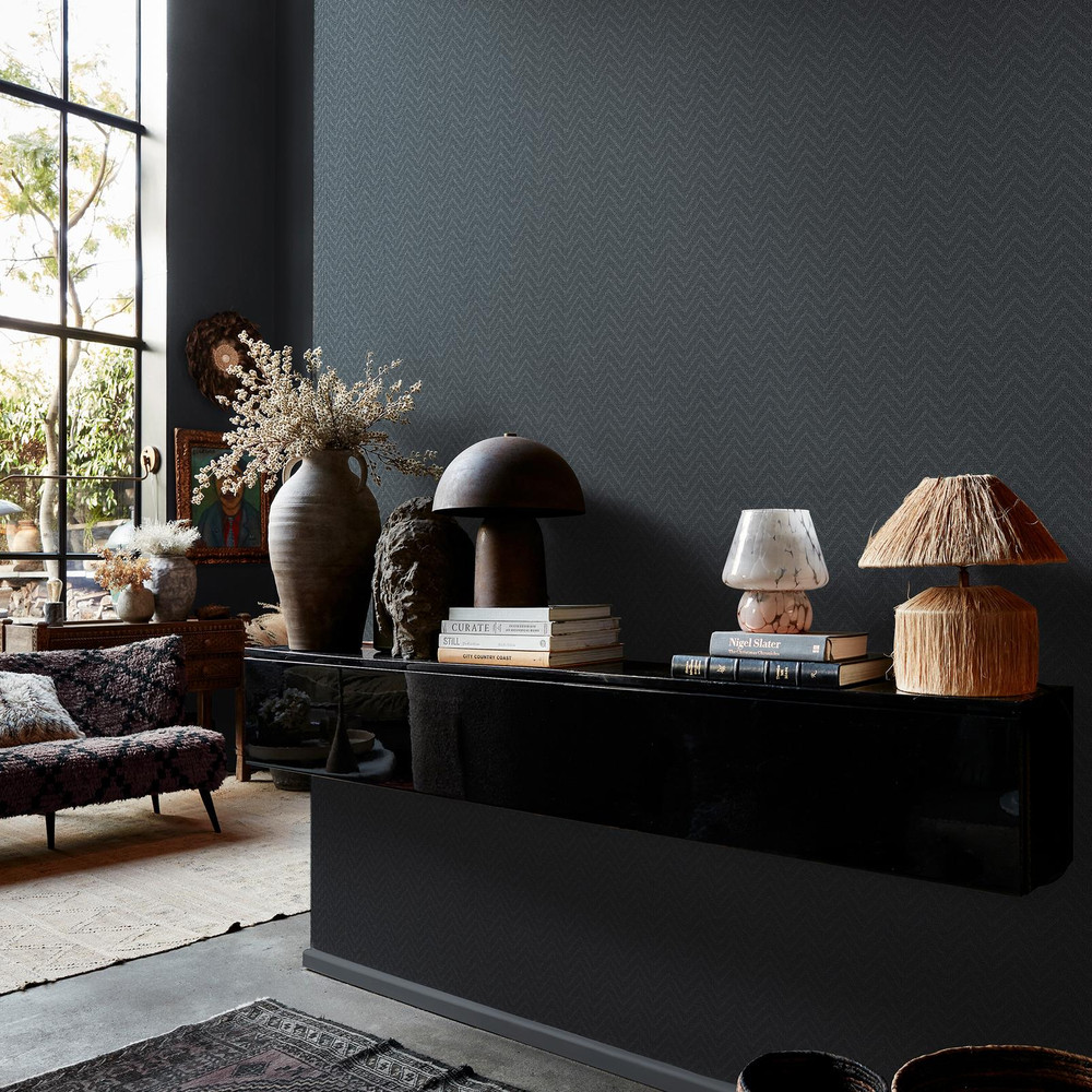 Abigail Ahern Herringbone Weave Dusk Wallpaper - 140090_ROOMSET_HERRINGBONE WEAVE DUSK_01.jpg