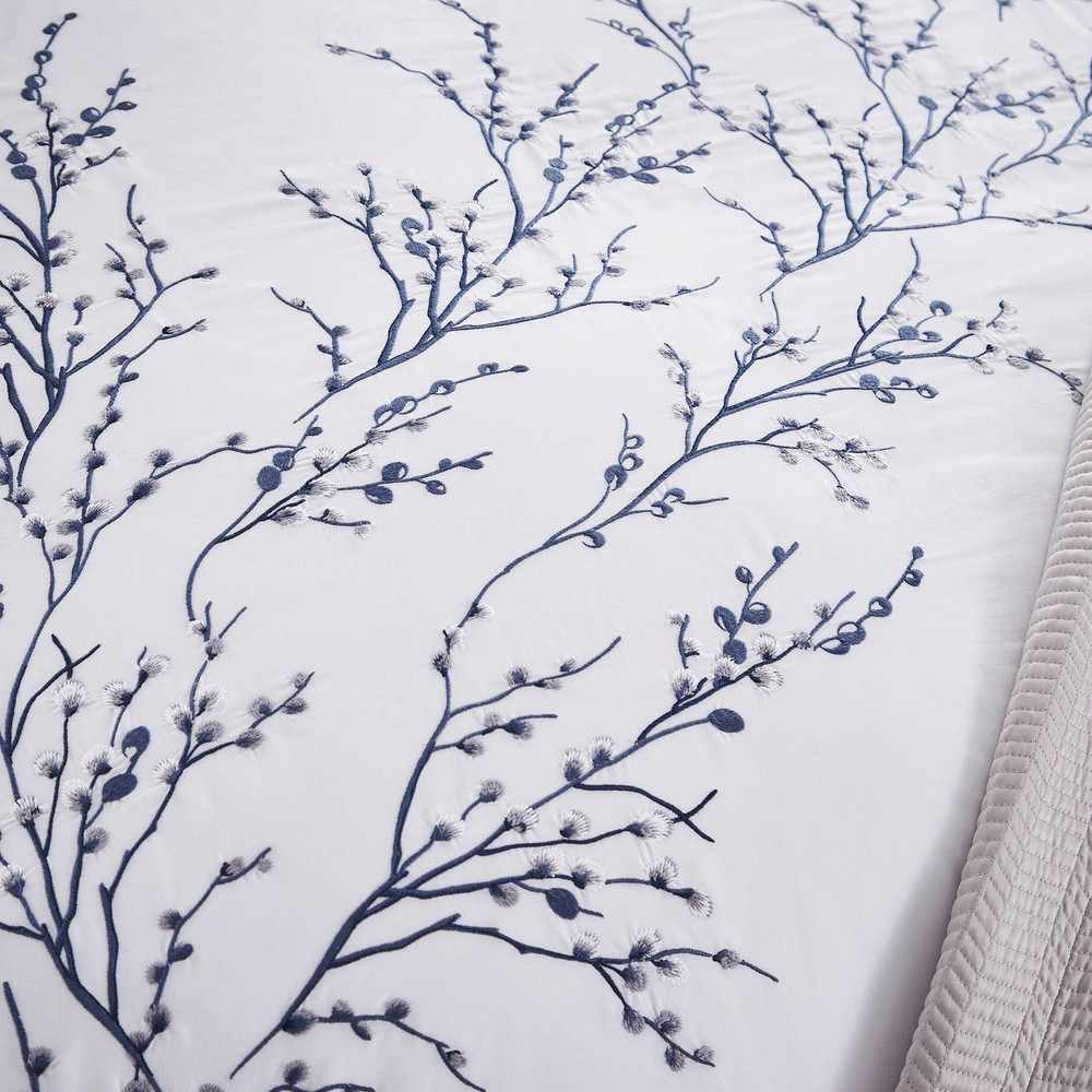 Pussy Willow Sprig Embroidered Midnight Duvet Cover Set - LAPUSSE01DQ_CAMEO_PUSSY WILLOW SPRIG EMBROIDERED MIDNIGHT_02.jpg
