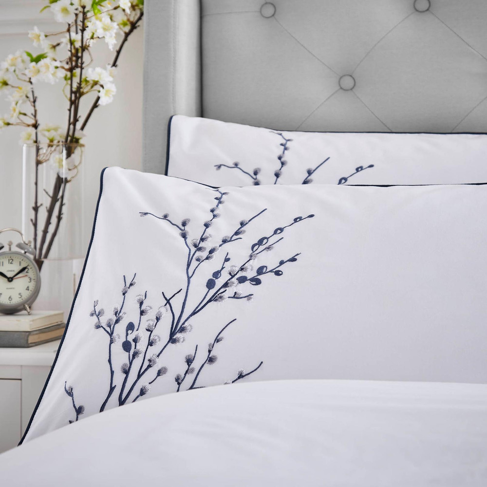 Pussy Willow Sprig Embroidered Midnight Duvet Cover Set - LAPUSSE01DQ_CAMEO_PUSSY WILLOW SPRIG EMBROIDERED MIDNIGHT_01.jpg