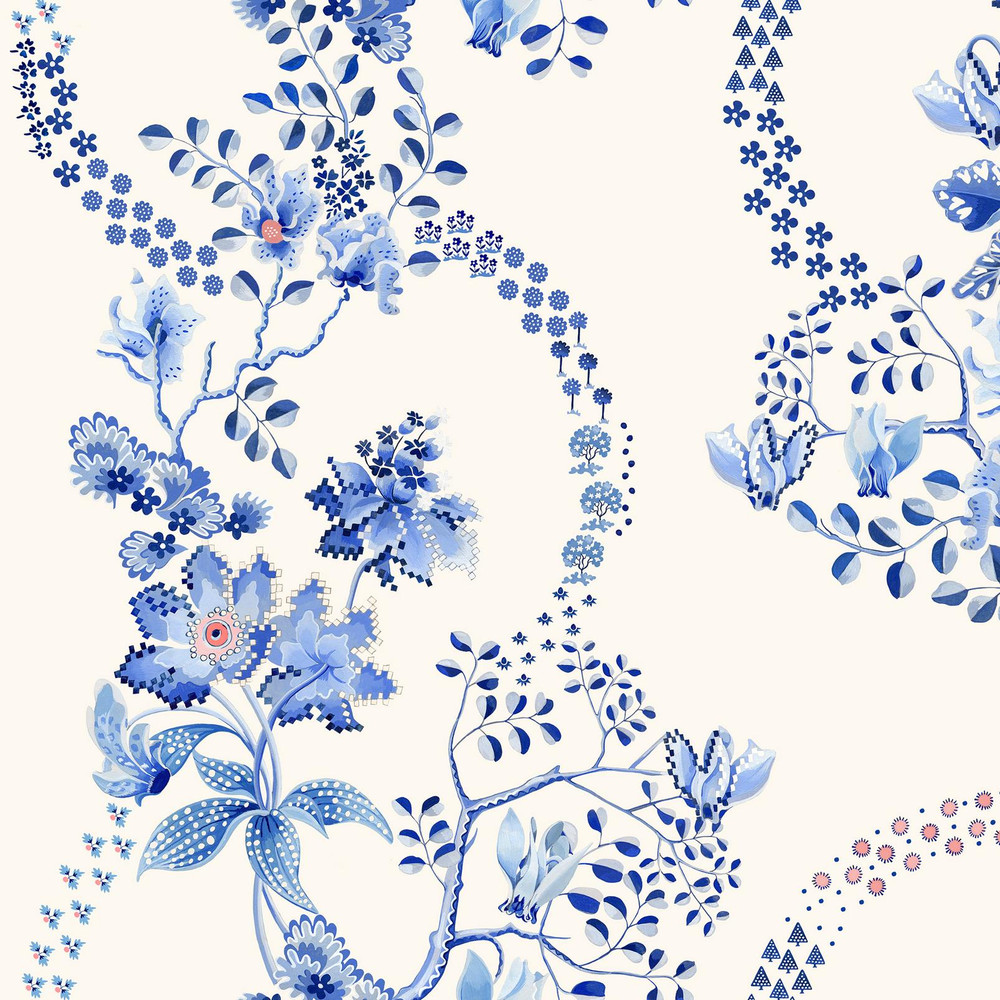 Cath Kidston Road Floral Blue & White Wallpaper - 142046_TILE_ROAD_FLORAL_BLUE_WHITE_01.jpg