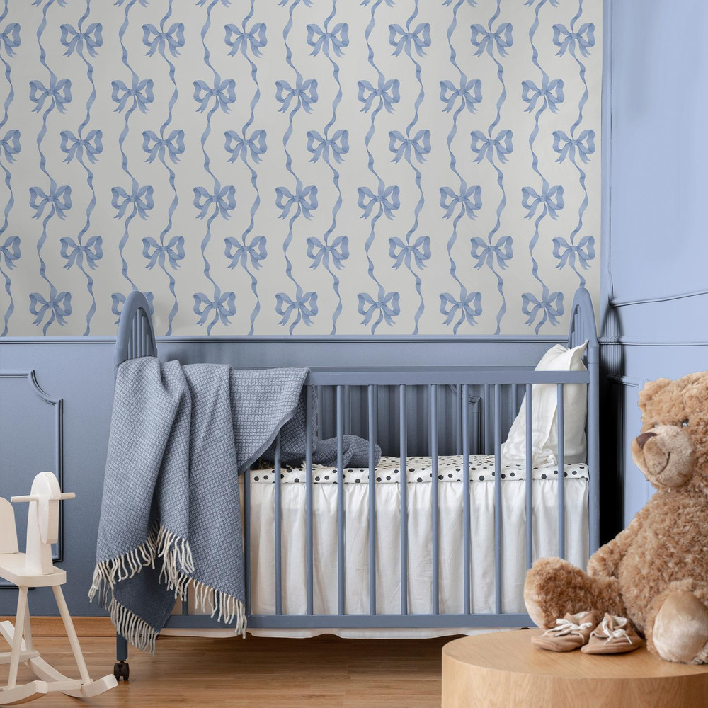 Cath Kidston Ribbon Bow Blue Wallpaper - 142047_ROOMSET_RIBBON_BOW_BLUE_01.jpg