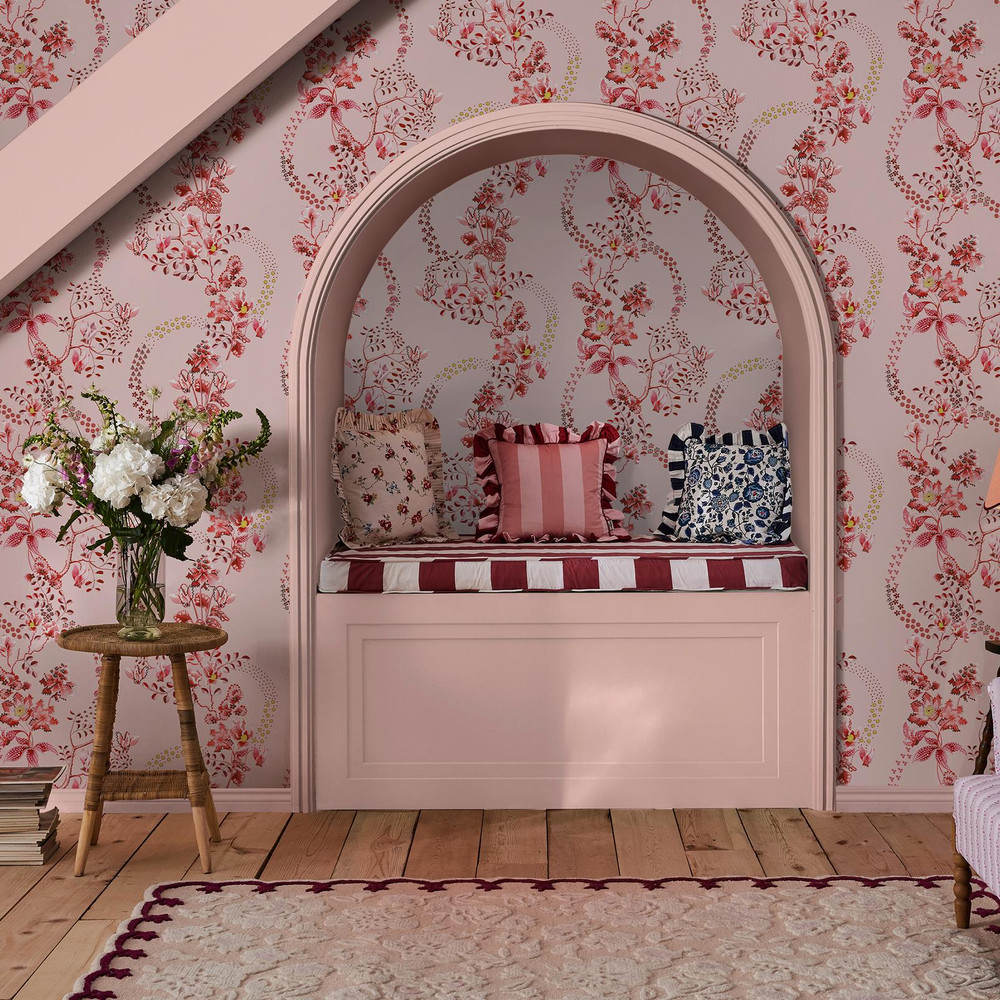 Cath Kidston Road Floral Pink & Red Wallpaper - 142045_ROOMSET_ROAD FLORAL PINK & RED_01.jpg