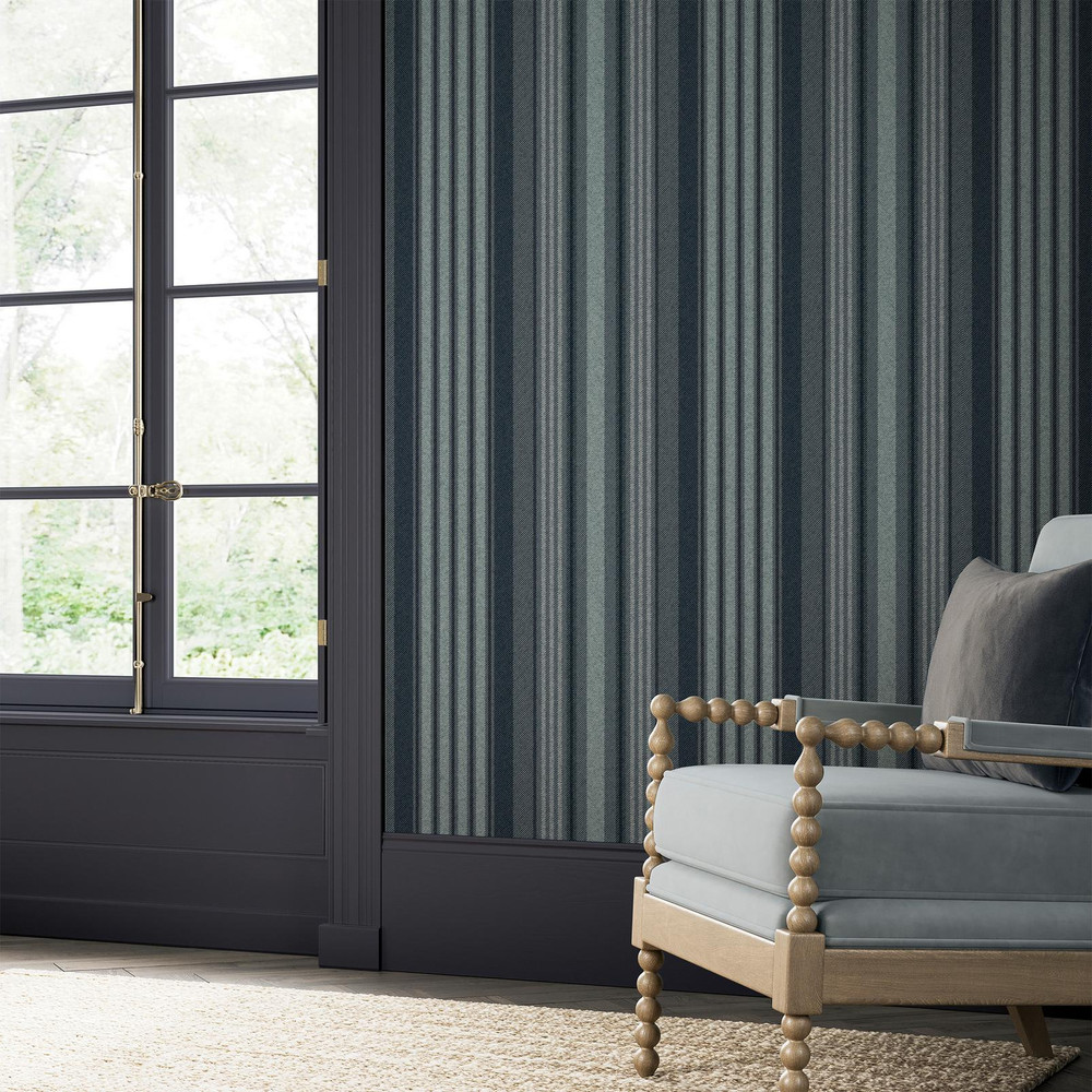 Loom Stripe Archival Blue Wallpaper - 143386_ROOMSET_LOOM STRIPE ARCHIVAL BLUE_01.jpg