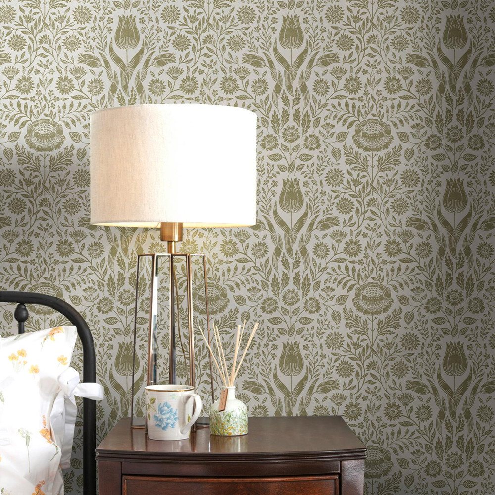 Laura Ashley Ashstead Damask Hedgerow Wallpaper - 143333_ROOMSET_ASHSTEAD DAMASK HEDGEROW_01.jpg