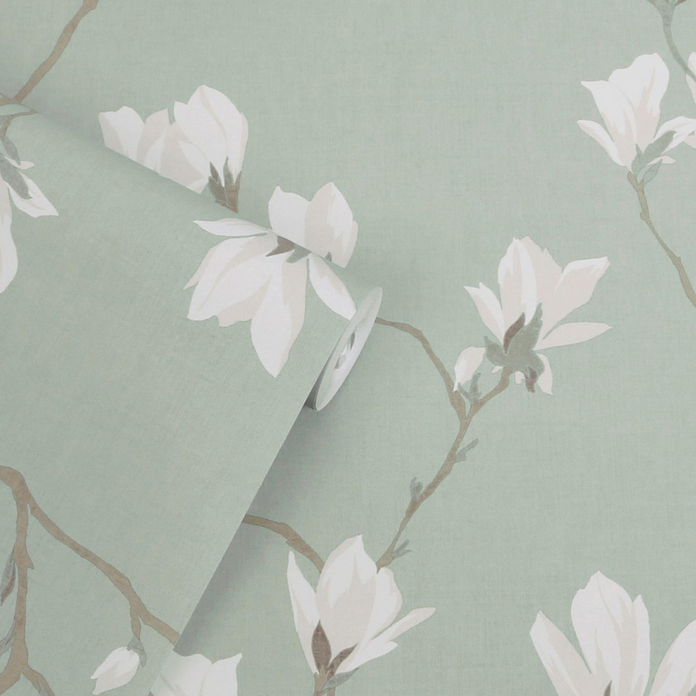 Laura Ashley Magnolia Grove Pale Eau De Nil Wallpaper - 143336_ROLLSHOT_MAGNOLIA GROVE PALE EAU DE NIL_01.jpg