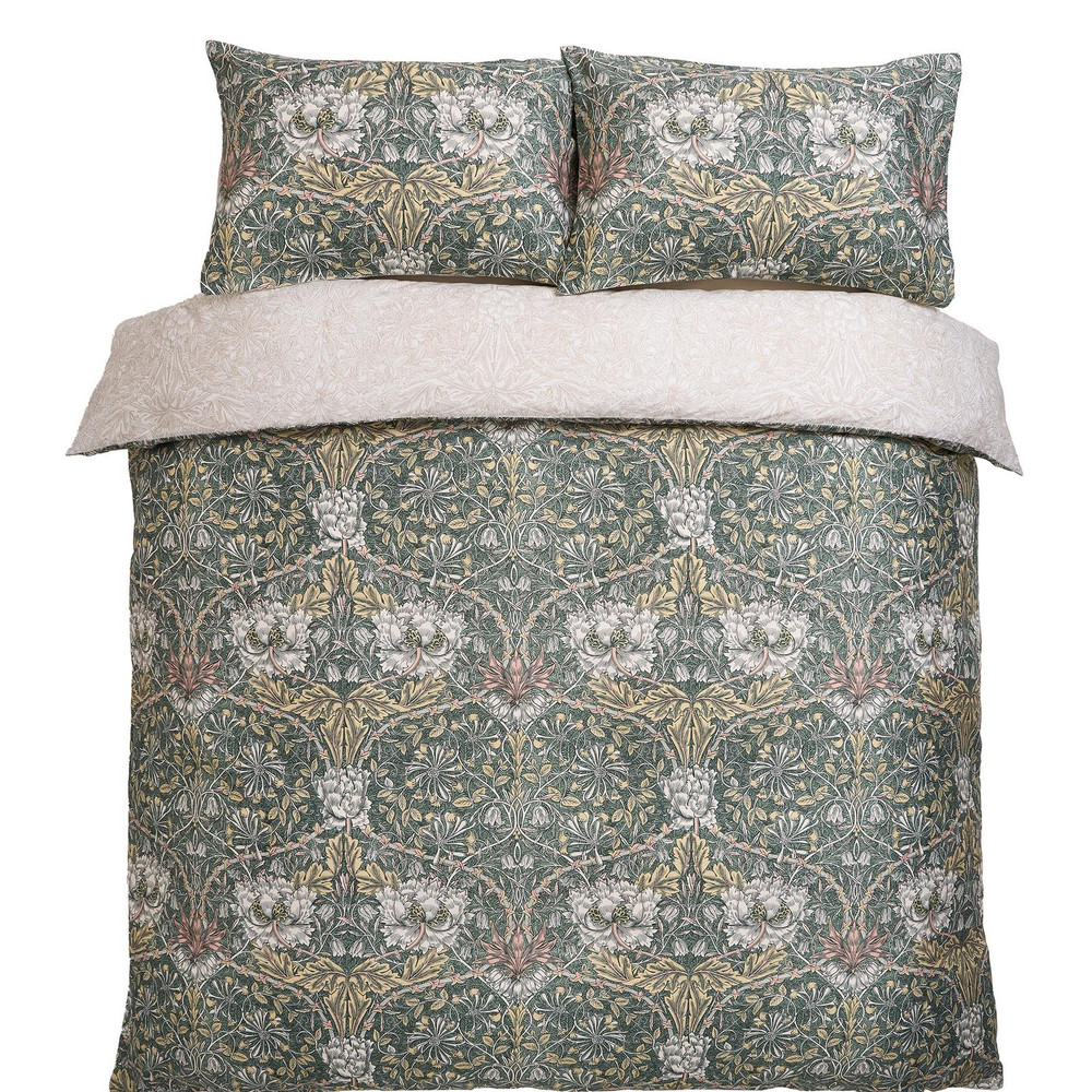Honeysuckle And Tulip Sage/Plaster Duvet Cover Set - WMHON01DQ_CUTOUT_HONEYSUCKLE_AND_TULIP_SAGE-PLASTER_DOUBLE_DUVET_COVER_01.jpg