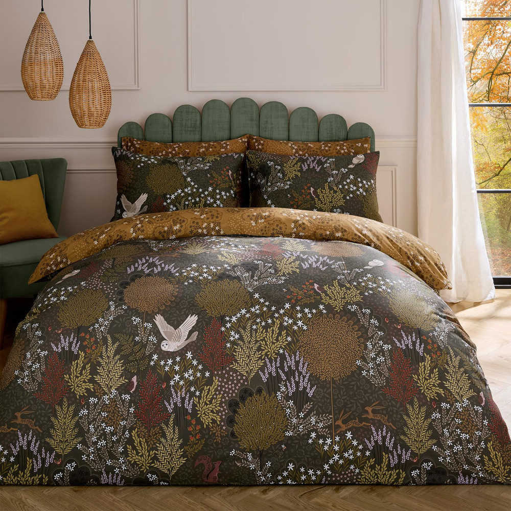 Owl Forest Deep Olive Duvet Cover Set - SMOWL01DQ_ROOMSET_OWL_FOREST_DEEP_OLIVE_DOUBLE_DUVET_COVER_01.jpg