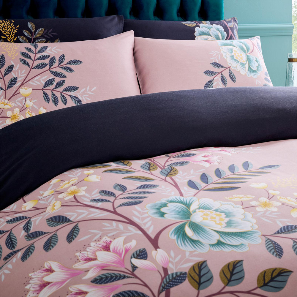 Oriental Blossom Navy/Light Mink Duvet Cover Set - SMORIENT01DQ_CAMEO_ORIENTAL_BLOSSOM_NAVY-LIGHT_MINK_DOUBLE_DUVET_COVER_01.jpg