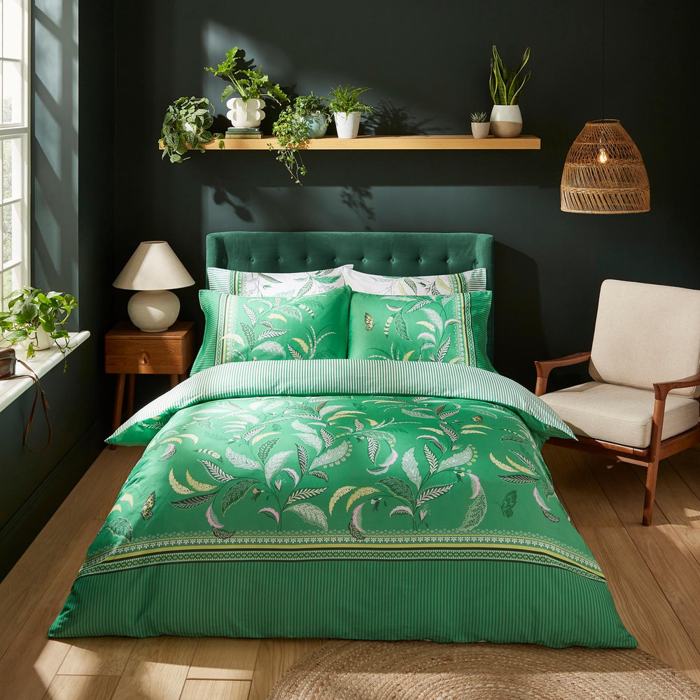 Fern Garden Spring Green Duvet Cover Set - SMFERN01DQ_ROOMSET_FERN_GARDEN_SPRING_GREEN_DOUBLE_DUVET_COVER_02.jpg
